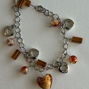 Heart Charm Bracelet with Gold and Silver Accents